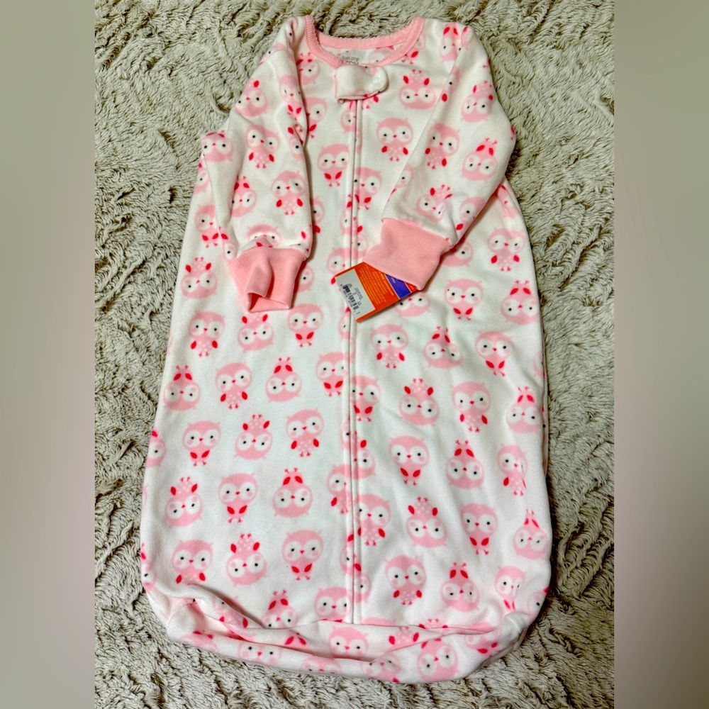 Just One You Carters Sleep Sack size 0-9 Mos Pink Owl Print Zip Front Fleece